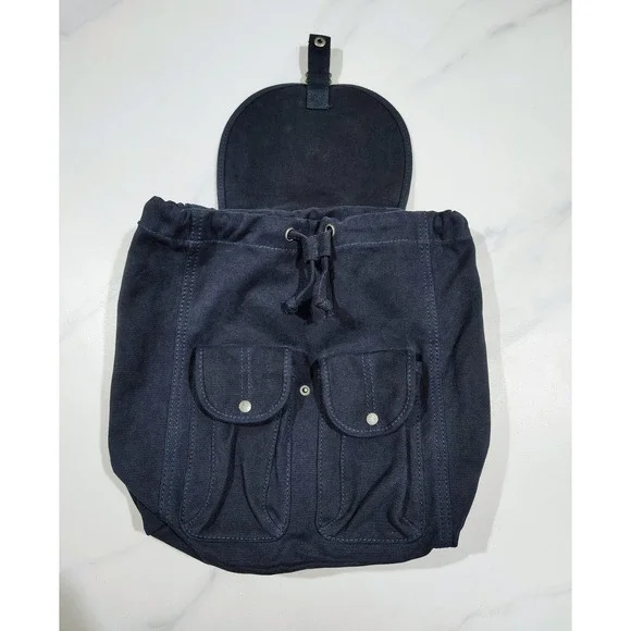 Abercrombie & Fitch Backpback navy blue womens Messenger bag purse Canvas - Picture 6 of 12